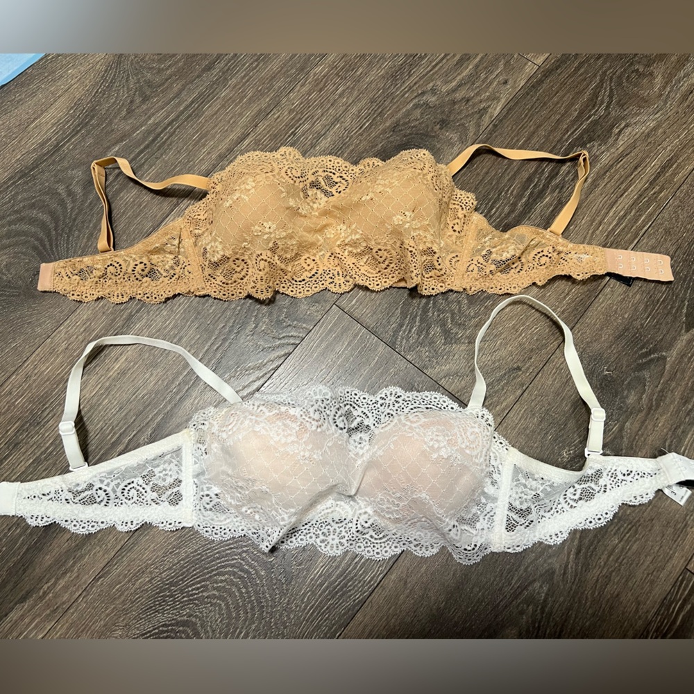 Set of 2 - Cosabella Lace Bra - Tan and White